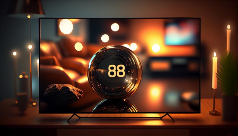 A TV with a clock on the screen, highlighting the upgrade options of SuperBox and Vseebox Max for better entertainment.